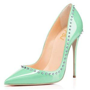 Mint Green Studded Stiletto Heels